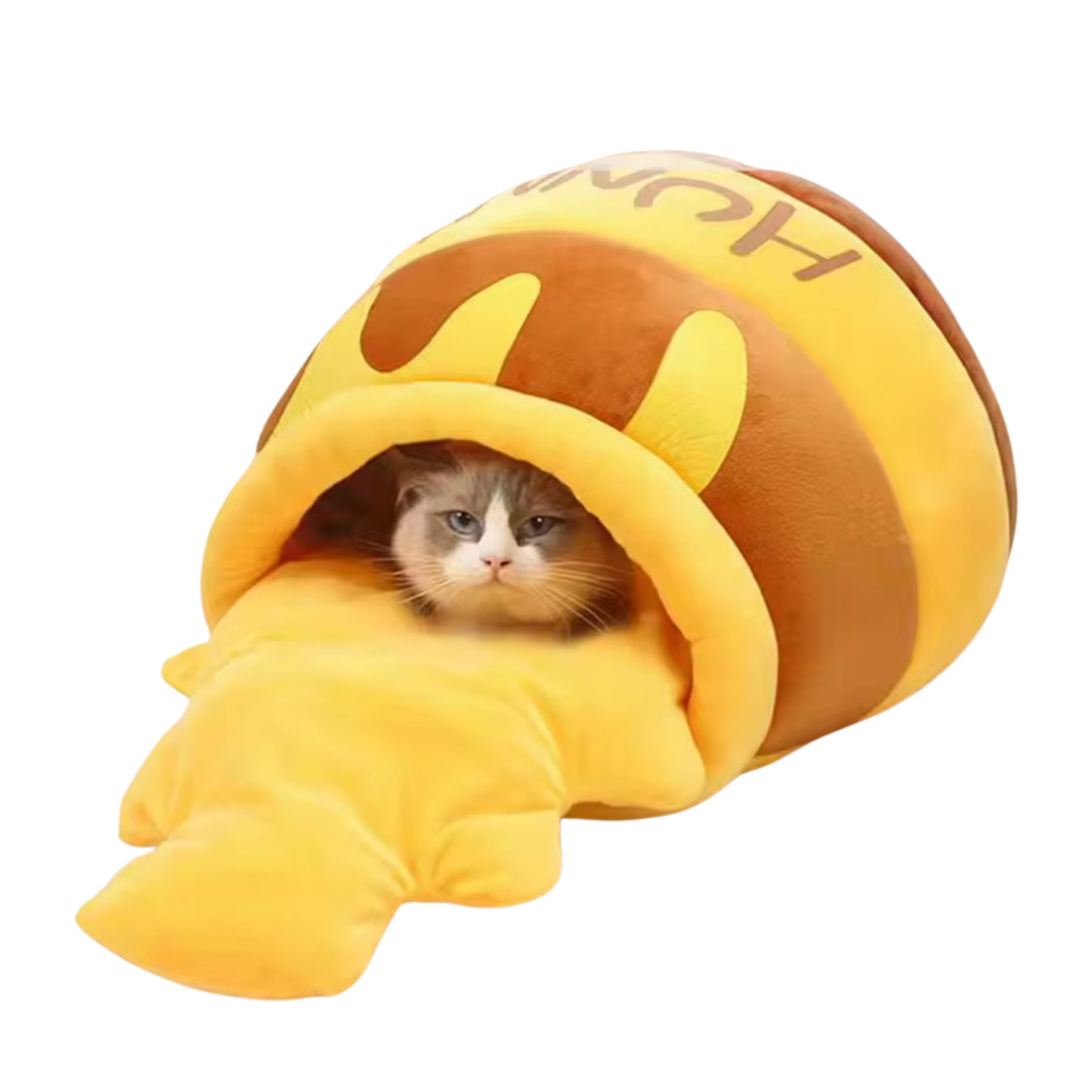 Caminha de Pet Formato Pote de Mel – Para Gatos e Cães Pequenos, Divertida e Decorativa, Toca fofa