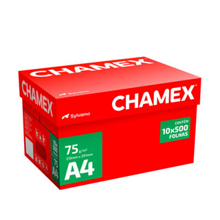 Papel sulfite A4 75g 210x297 caixa com 10 resmas 5000 folhas Chamex em Oferta na Shopee