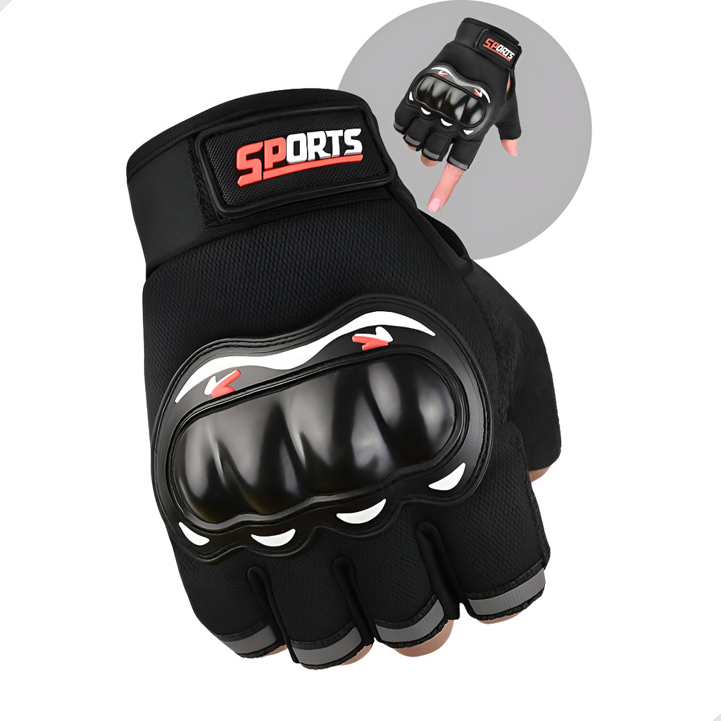 Luva Motoqueiro Motoboy Meio Dedo Antiderrapante Ventilada Preto Unico