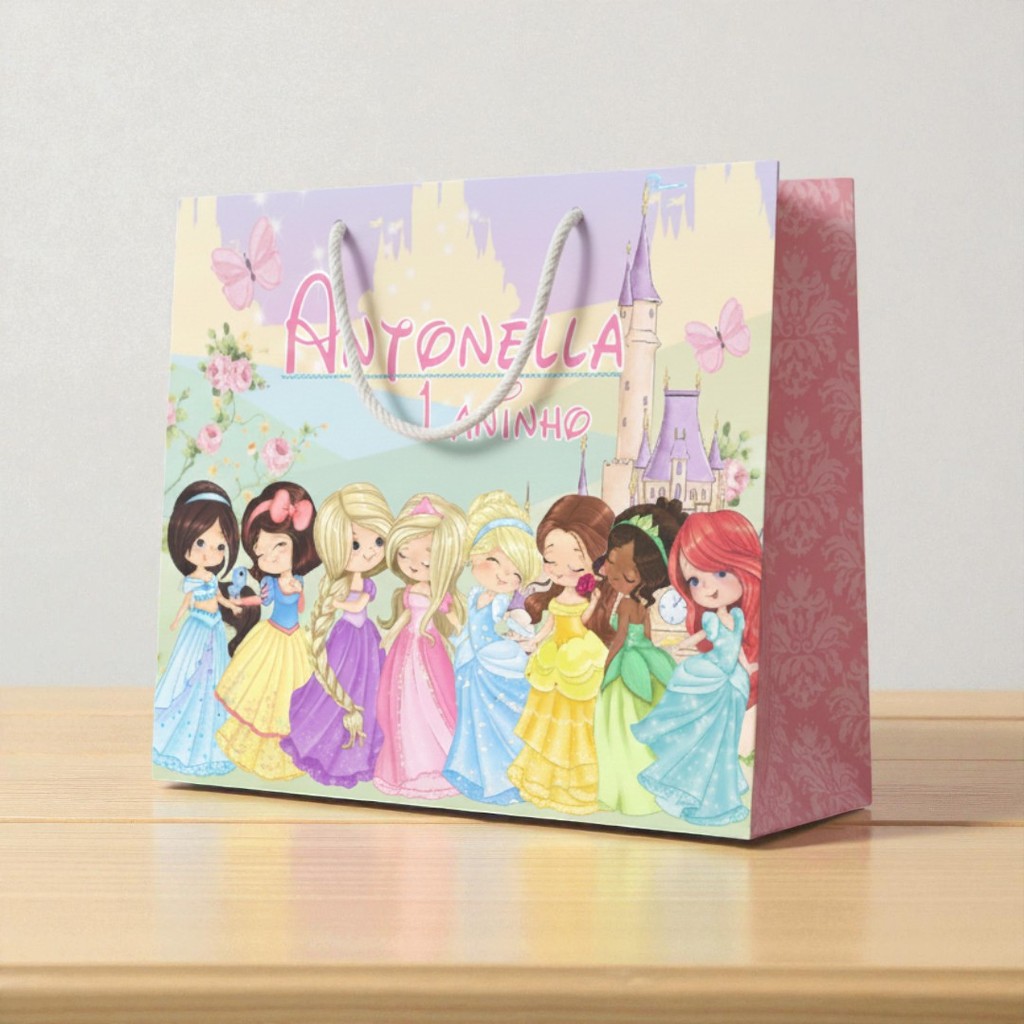 SACOLINHA PRINCESAS CUTE   Personalizado | Sacolinha | Lembrancinha | Mimos | Aniversário PRINCESAS DISNEY CUTE