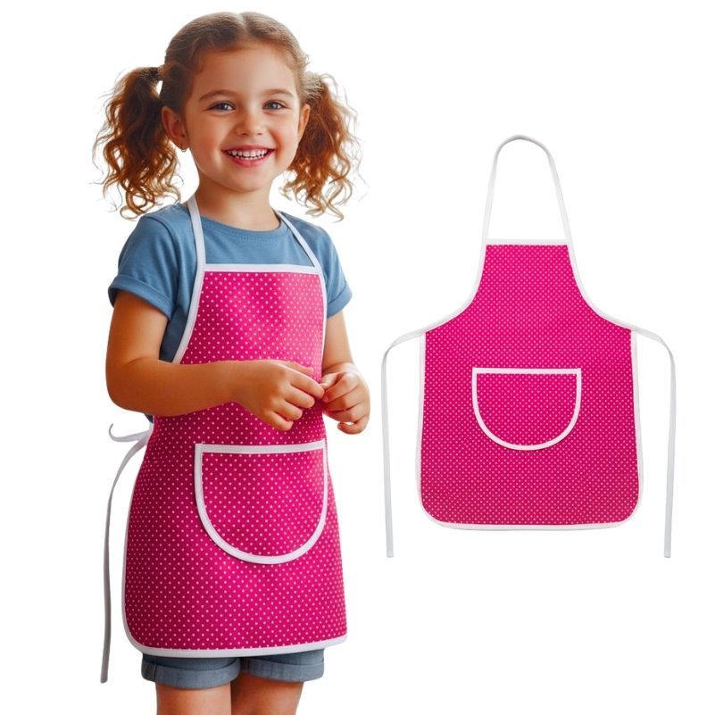 Avental Escolar Rosa p/ Pintura e Atividades Impermeável e Resistente em Oferta na Shopee