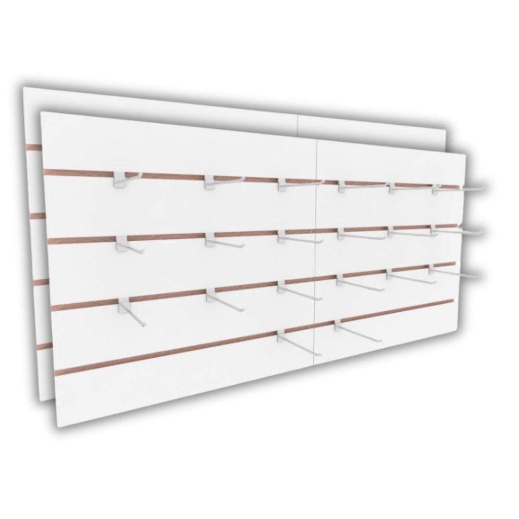 Painel canaletado + 20 ganchos 60x120 Branco mdf canelado