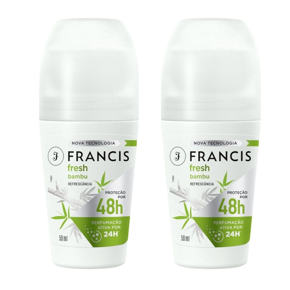 Kit 2 Desodorante Francis Fresh Bambu Roll-On Antitranspirante 48h 50ml em Oferta na Shopee