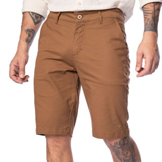 Bermuda Masculina Amil Sarja Logo Marrom em Oferta na Shopee