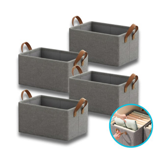 Kit 4 Caixas Organizadora De Guarda Com Alça Couro Reforçado Ideal para Roupas Closet Quarto Tippi em Oferta na Shopee
