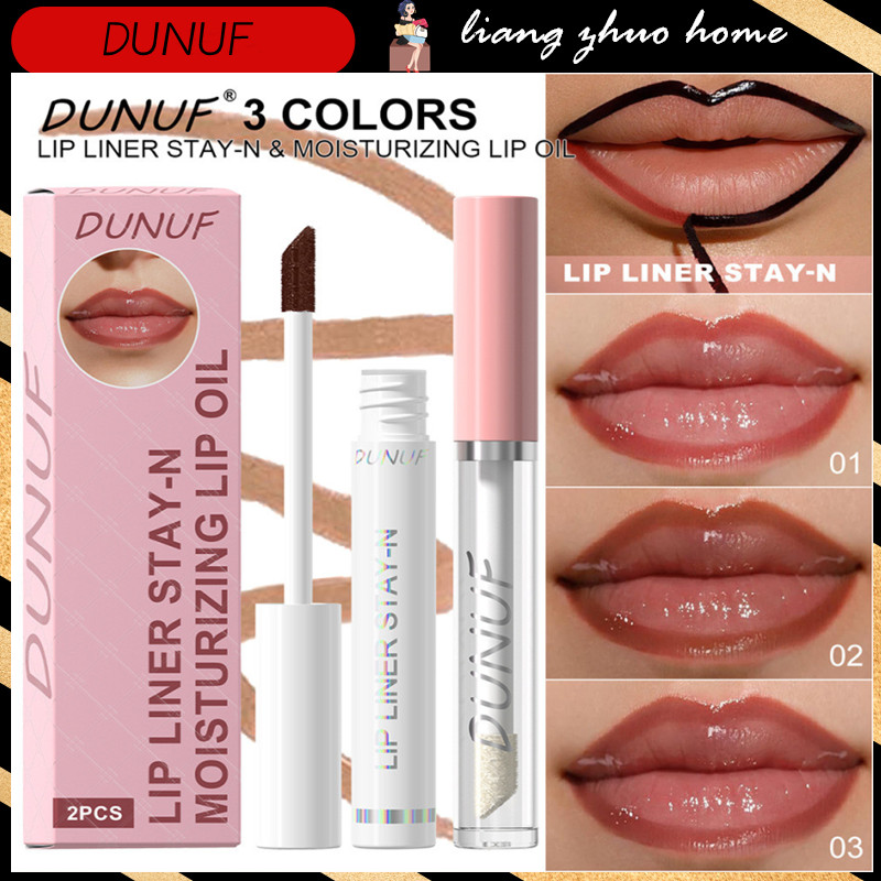 DUNUF Rosa Peel off Lip Liner + Conjunto De Óleo Labial À Prova D'água Duradouro LipGloss Matte Batom Líquido Contorno T