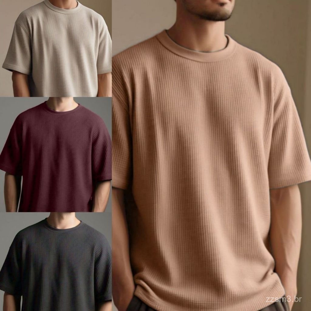 Kit 4 Camiseta Masculina Oversized Tecido Texturizado