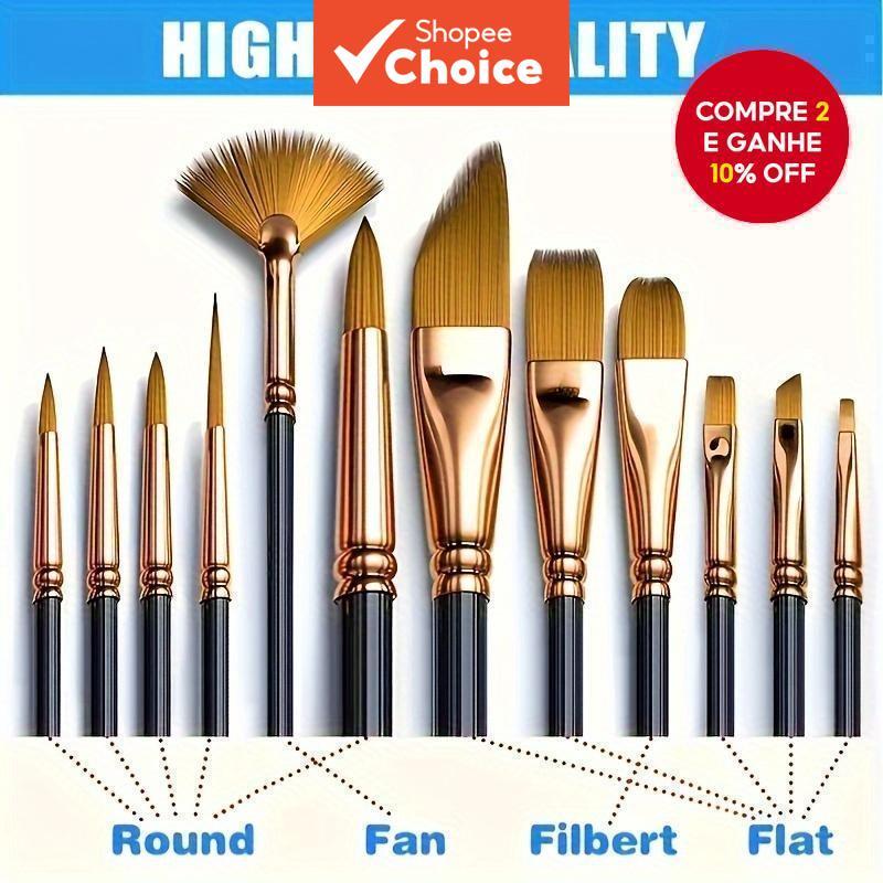 Conjunto de 12 Pincéis para Pintura Artística | Pincéis de Detalhe Duráveis para Óleo e Acrílico em Oferta na Shopee