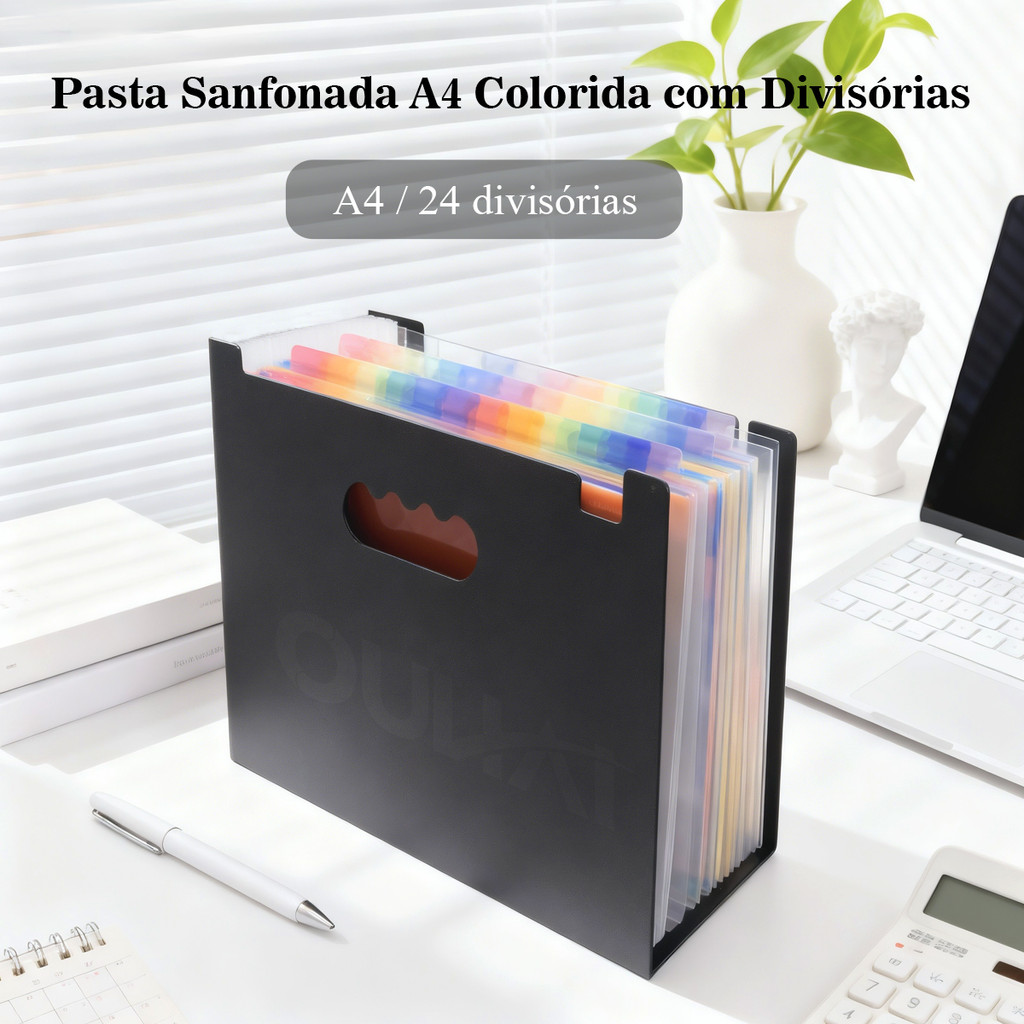 Pasta com 24 Divisórias Organizadora de Documentos Sanfonada Multiuso em Oferta na Shopee