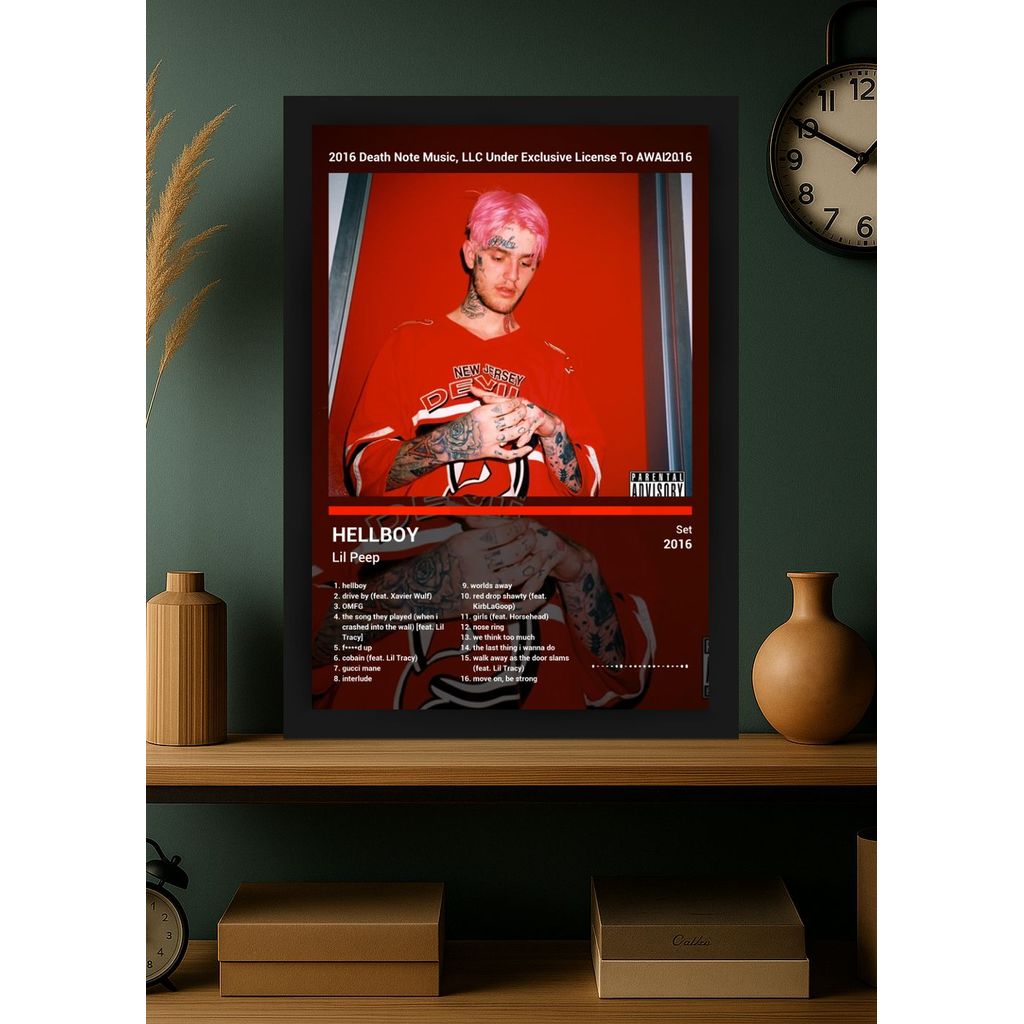 Quadro Lil Peep HELLBOY (Dark) Com Vidro e Moldura