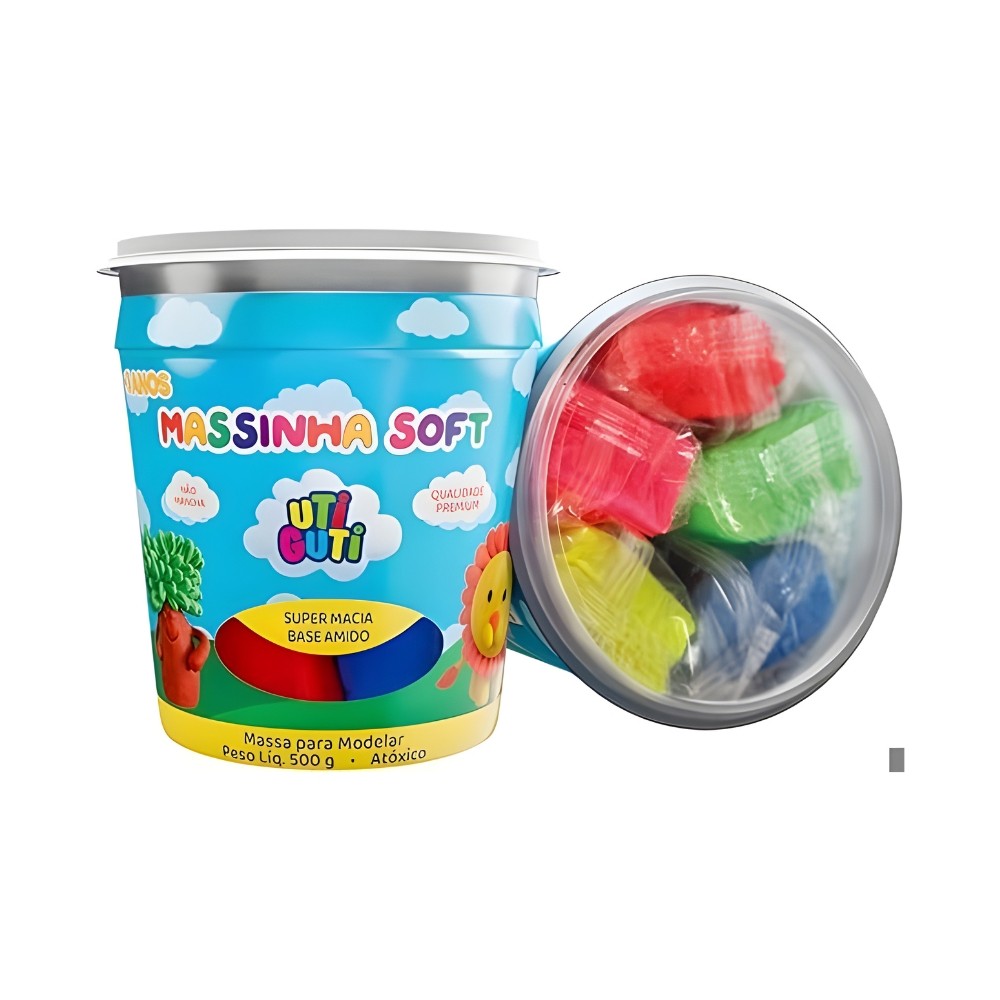 Massa para Modelar Utiguti Colorida 100g em 5 Cores Tradicional