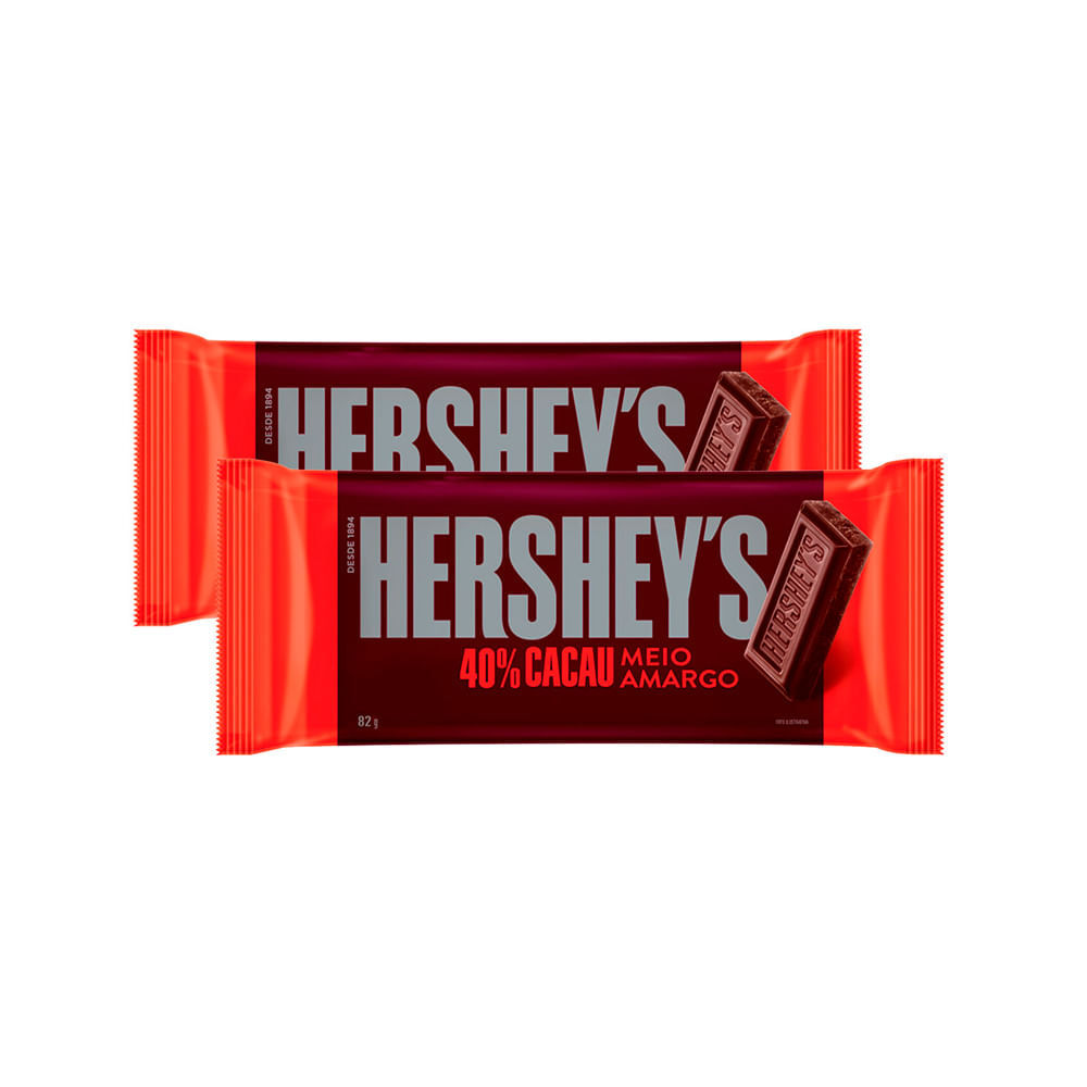 Kit 2 Chocolate Hershey's Meio Amargo 82g
