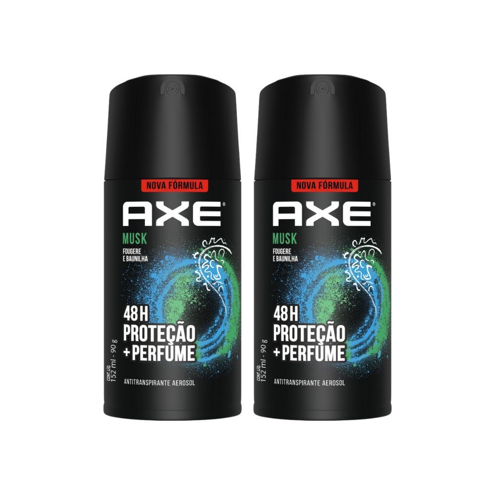 Kit 2 Desodorante Antitranspirante Axe Musk Aerossol 152ml em Oferta na Shopee