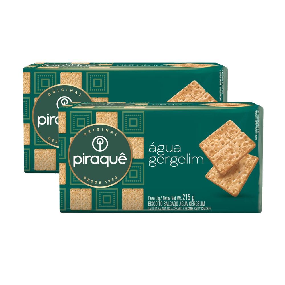 Kit 2 Biscoito Salgado Piraquê Água Gergelim 215g