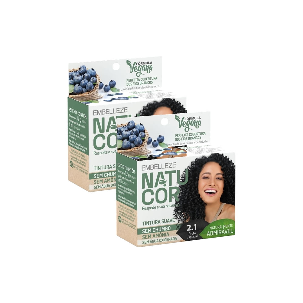 Kit 2 Tintura Pó Natucor Embelleze Mirtilo Preto Especial 2.1 em Oferta na Shopee