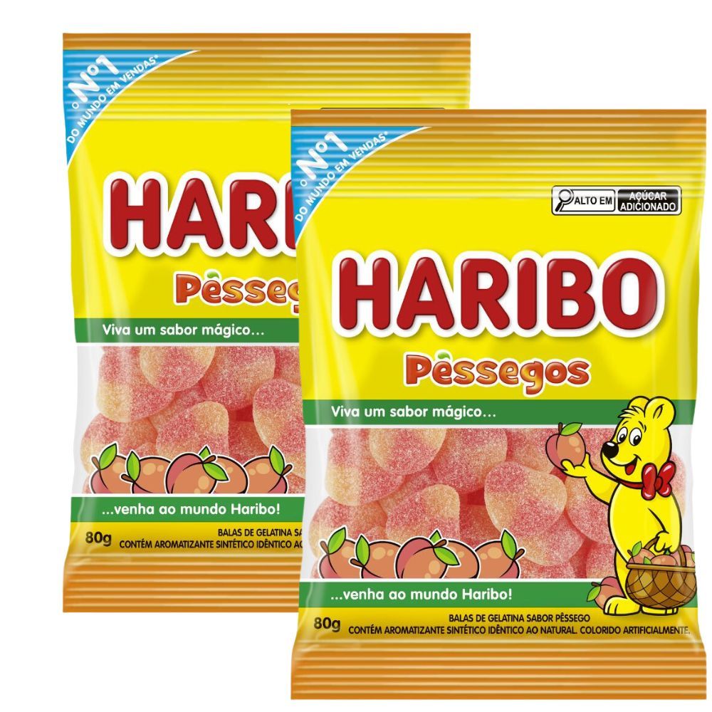 Kit 2 Balas Gel Haribo Pêssegos 80g em Oferta na Shopee