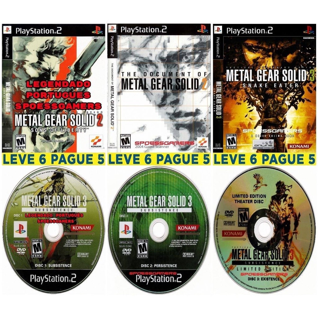 Ps 2 Coleção Metal Gear Solid (6 Dvds) Desbloqueado
