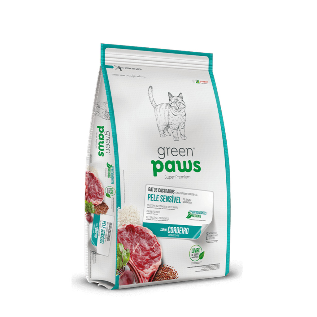 RAÇÃO GREEN PAWS GATO CASTRADO SABOR CORDEIRO 1,5 KG
