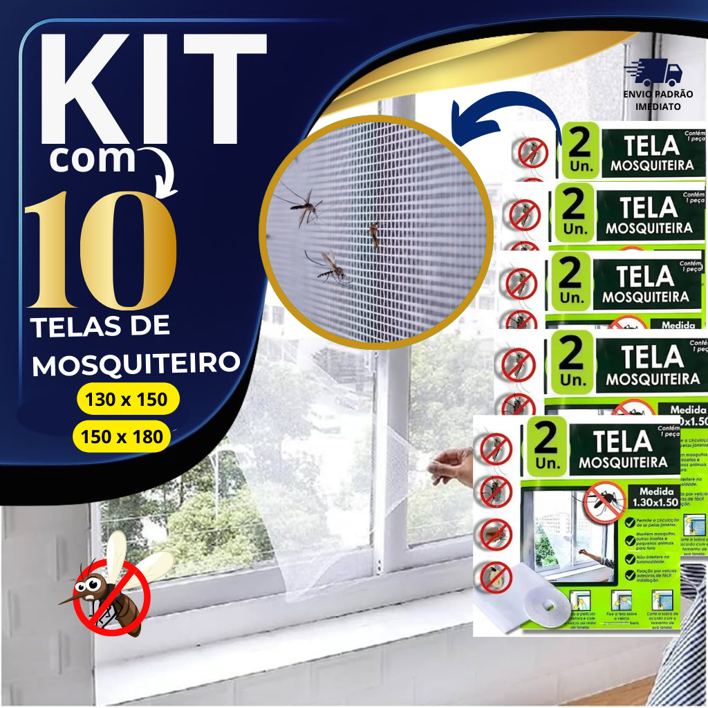 Kit 10 Tela Mosquiteiro com Velcro Para Janela Lavável Removível Contra Pernilongos Insetos Baratas em Oferta na Shopee