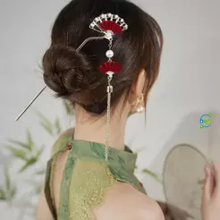 Bastão De Cabelo Com Borla Em Formato De Leque Chinês Design De Longa , Bastões Vintage Para Festas De Fim De Ano , Aces
