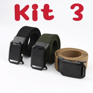 Kits 3 Cinto Esportivo de Nylon com Fivela Reforçada – Masculino/Unissex