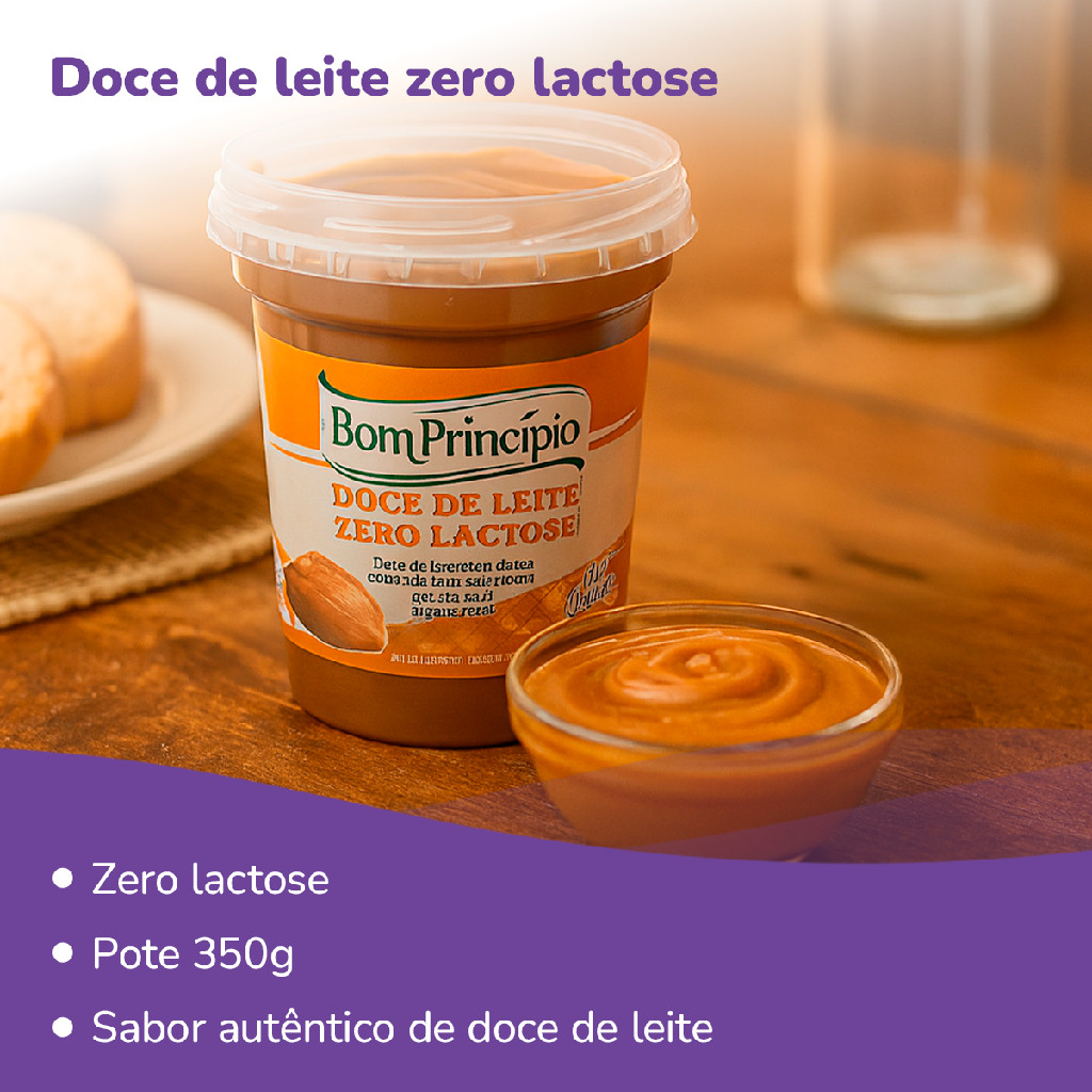 Doce de leite zero lactose pastoso pote 350g bom princípio para dietas
