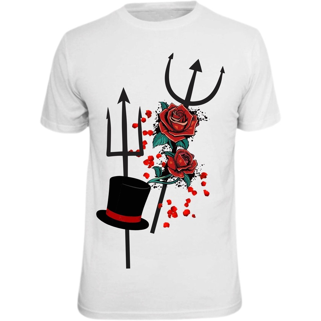 Camisa Premium Unissex 100% Algodão Tridente Exu e Pombagira Umbanda Candomblé Axé Envio Imediato