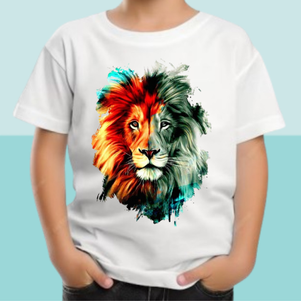 Camiseta Infantil Juvenil Religiosa Cristã Gospel Estampa Leão de Judá Para Crianças