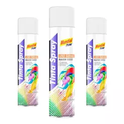 Kit 3 Tinta Spray Mundial Prime Branco Fosco - 400ML
