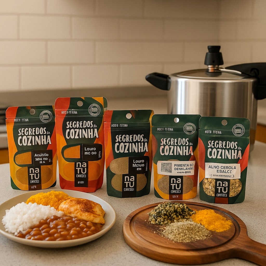Kit Temperos Dia a Dia 5 Sabores Louro Alho Cebola Salsa Pimenta Acafrao Colorau