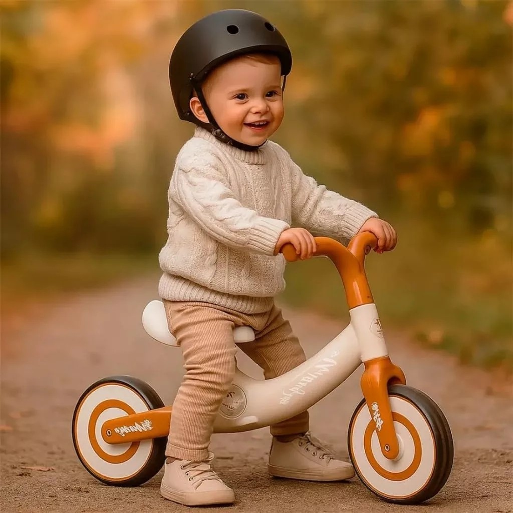Bicicleta Equilíbrio Infantil Sem Pedal Balance Bike Marrom Brinquedo Aprende Andar Criança Presente