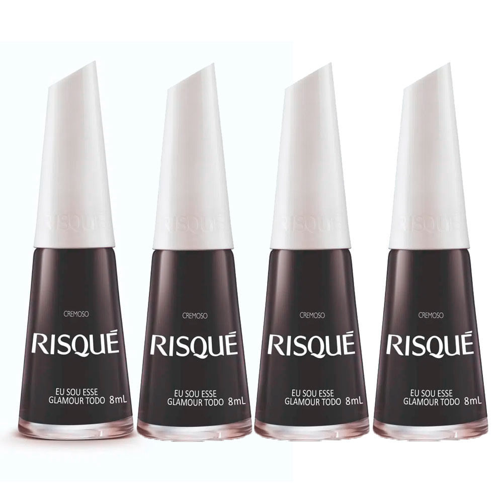 Kit 4 Esmalte Risqué Preto Cremoso Eu Sou Esse Glamour Todo 8ml em Oferta na Shopee