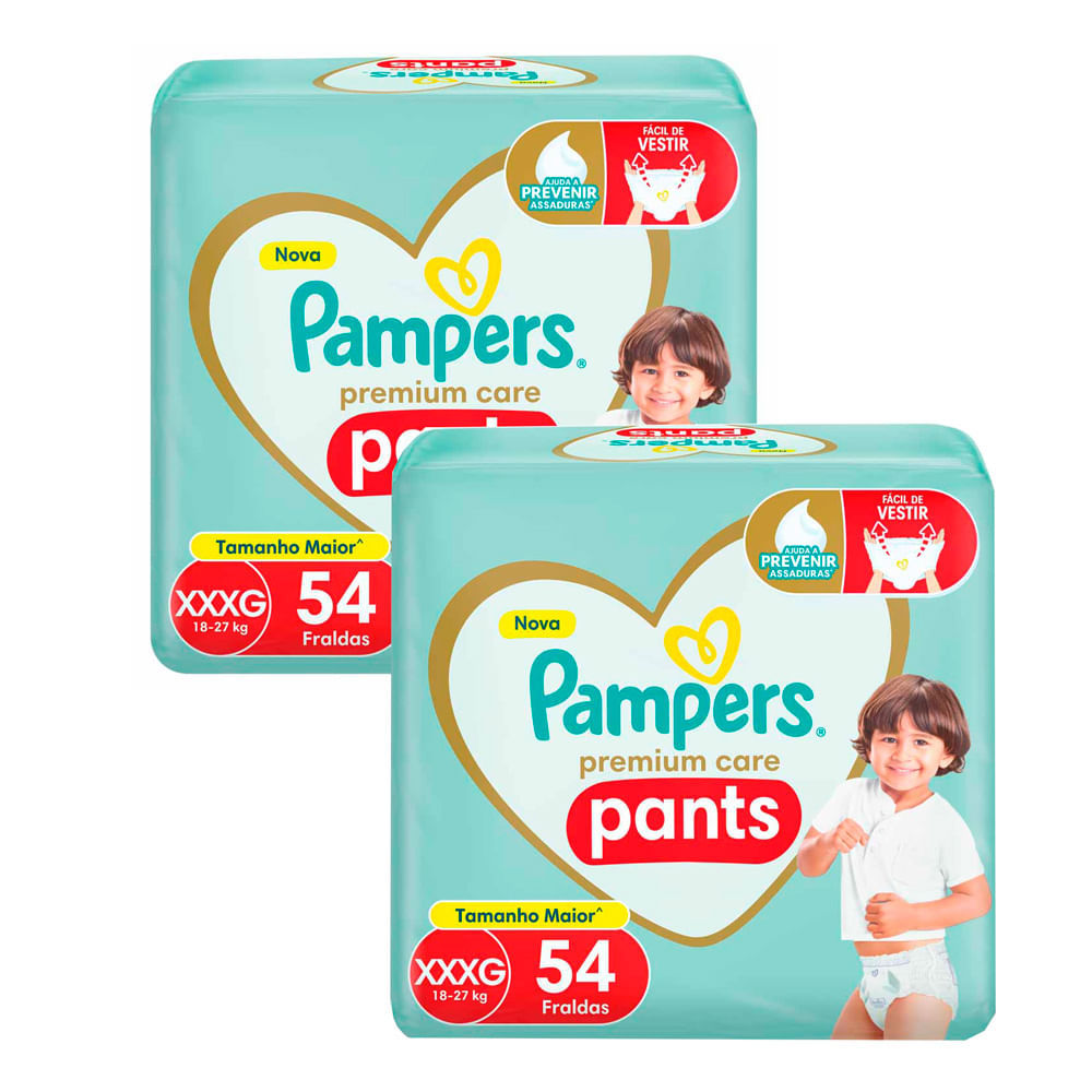 Kit 2 Fralda Infantil Pampers Premium Care Pants Tamanho XXXG com 54 Fraldas em Oferta na Shopee