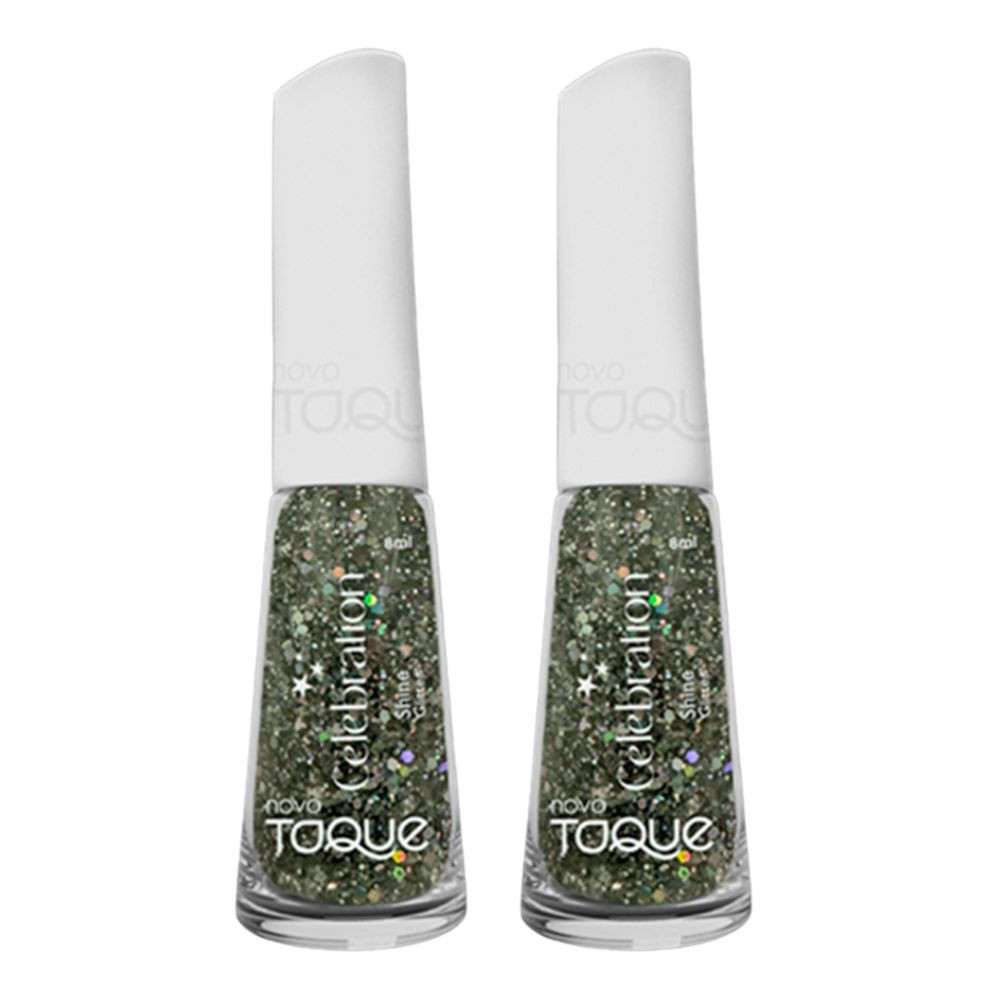 Kit 2 Esmalte Novo Toque Celebration Glitter Cor Shine 8ml