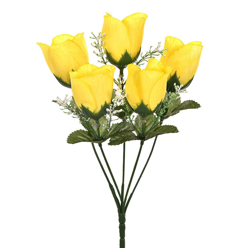 Bouquet Botão de Rosa Grillo Amarelo com 5 Flores em Oferta na Shopee
