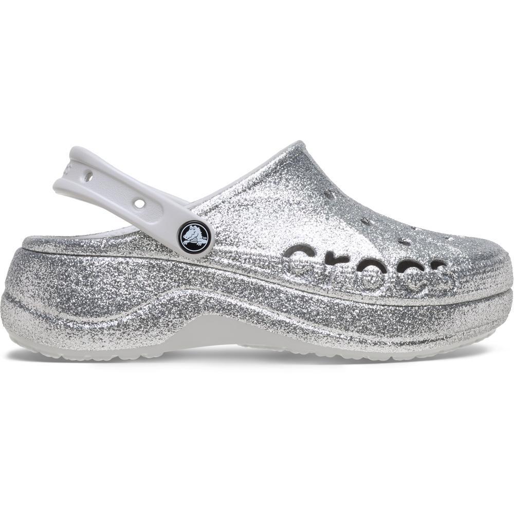 Sandália Crocs Baya Platform Glitter Clog Silver em Oferta na Shopee