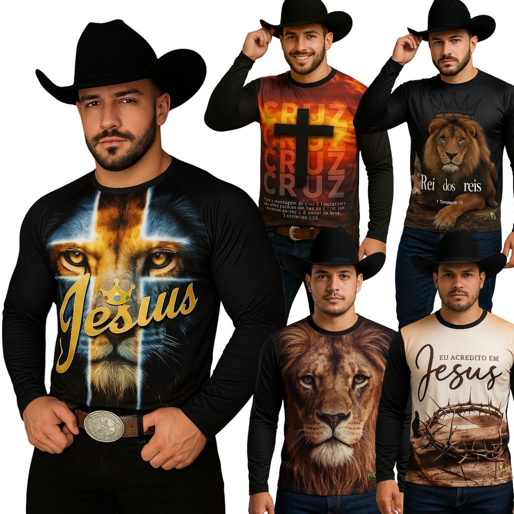 Camiseta Masculina e Feminina UV Estampa Religiosa Leão Judá Rei dos Reis King