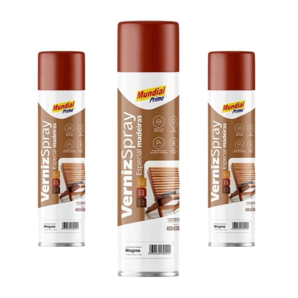 3 Verniz De Madeira Mogno Spray 400ml Proteção UV