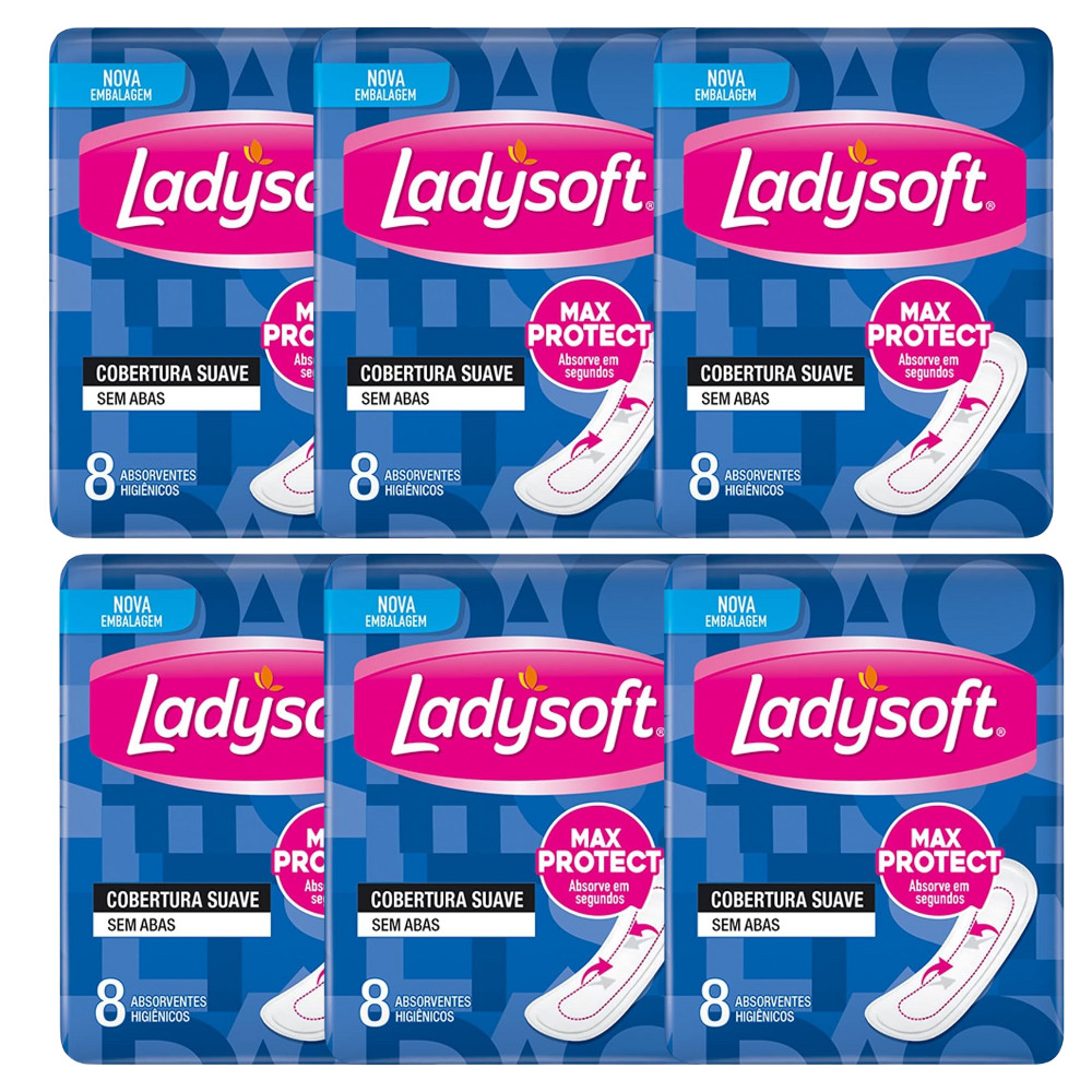 Combo 6x Ladysoft Absorvente Normal Suave Sem Abas 8un – Segurança e Bem-Estar