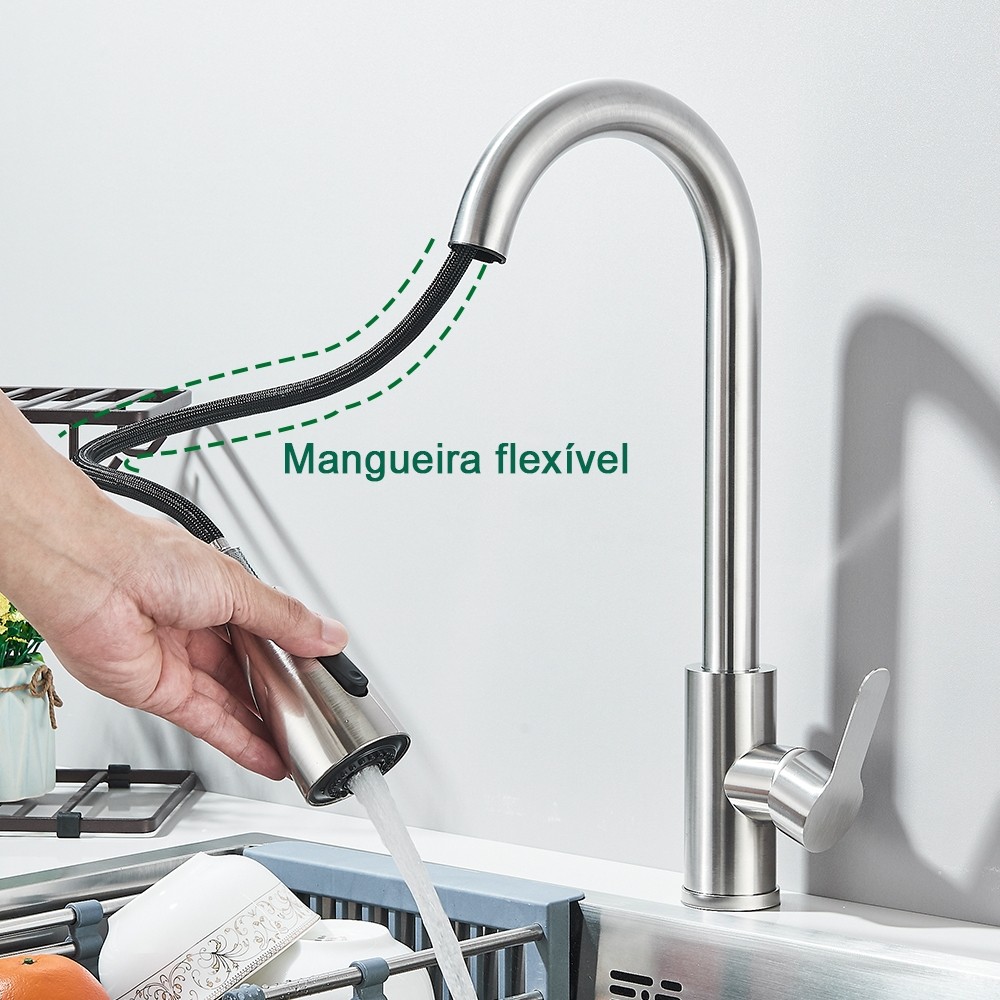 Torneira Cozinha Gourmet Com Mangueira Flexível e Bico Dupla Função Para água Quente E Fria em Oferta na Shopee