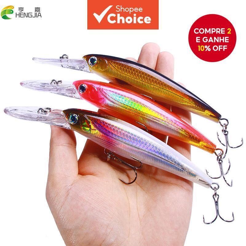 HENGJIA Isca Flutuante 170mm 30.8g 3D Olhos de Plástico Dura Minnow Wobblers para Pesca no Mar em Oferta na Shopee