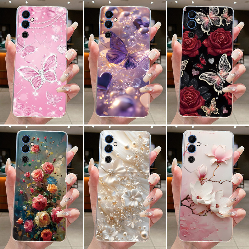Para Tecno Pova Neo 2 Embalagem LG6n Claro Luxo Moda Borboleta Flores Macio Silicone Geléia Pára-Choques Capa Techno Cas