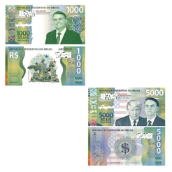 Cédula Real Souvenir Bolsonaro e Bolsonaro & Trump