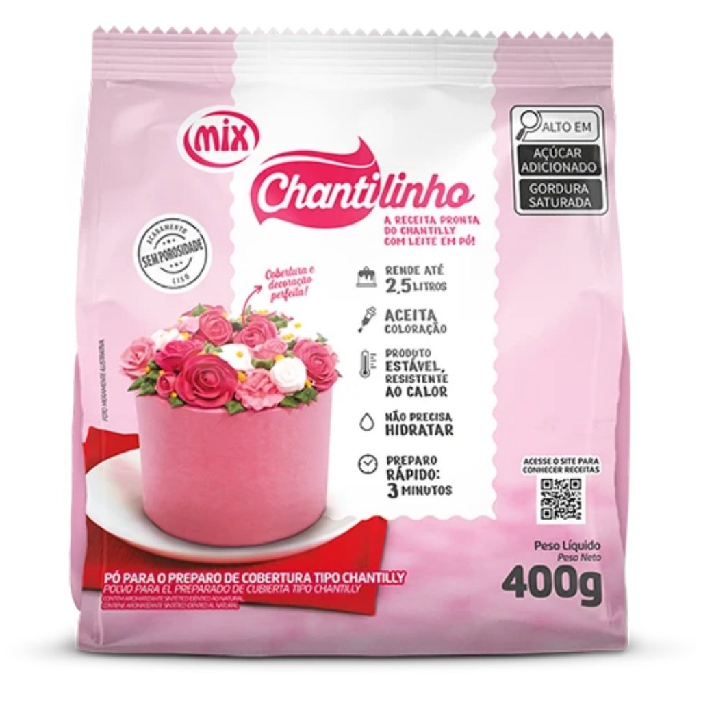 CHANTILINHO EM PO TIPO CHANTILLY 400 GR MIX em Oferta na Shopee
