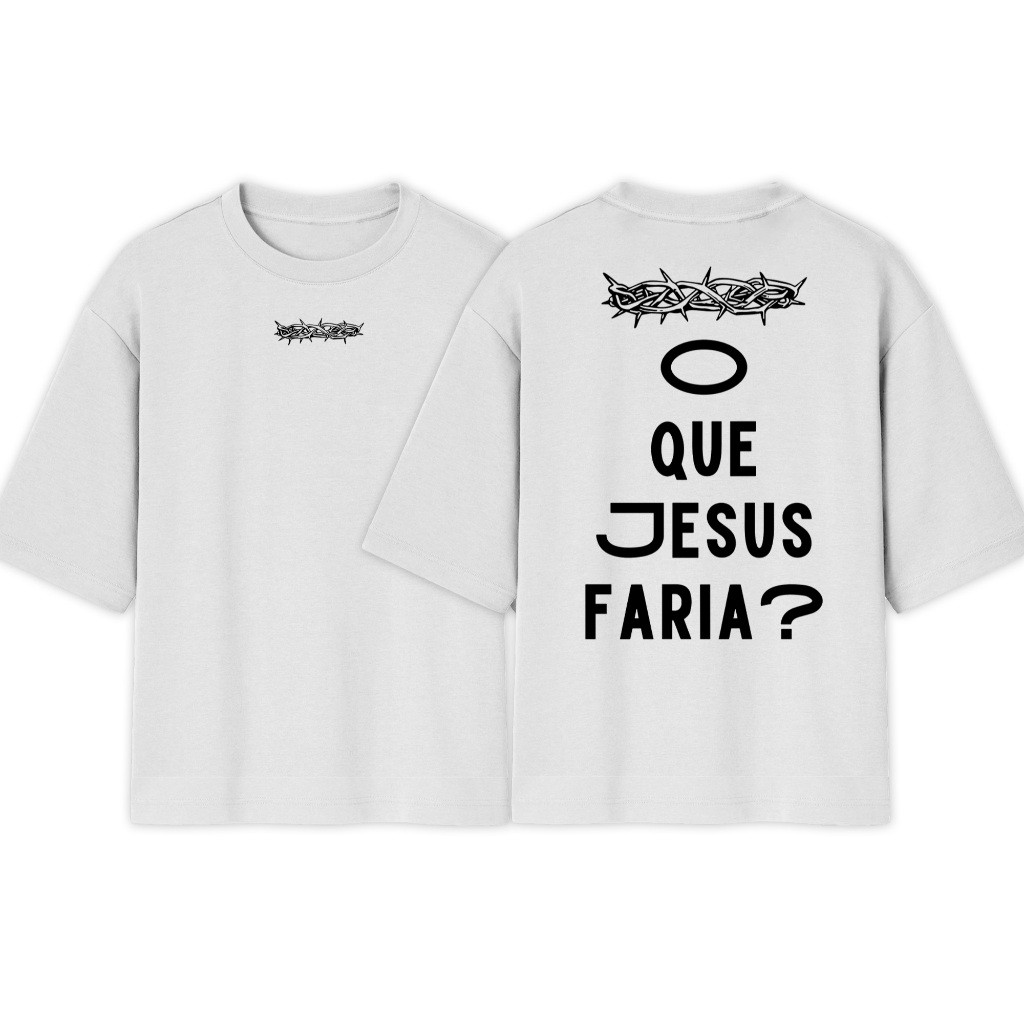 [Camiseta Premium em Algodão Puro]CC Camiseta Oversized Estampada O que Jesus Faria? Nova Tendência