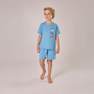 Pijama Masculino Infantil Manga Curta Com Bermuda em Oferta na Shopee
