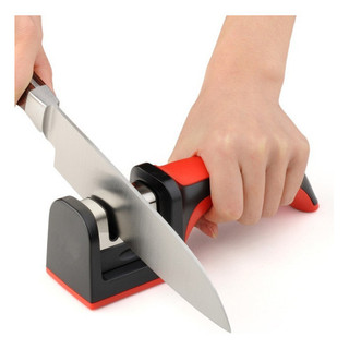 Afiador De Facas 3 Em 1 Aço Inox Vermelho Vermelho