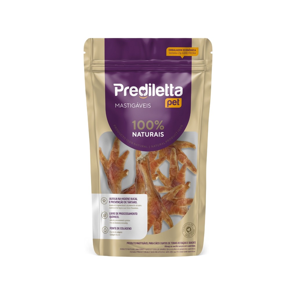 Petisco Pe De Frango Prediletta 7un 100% Natural Para Caes Frango Desidratado Mastigavel Higiene Pet