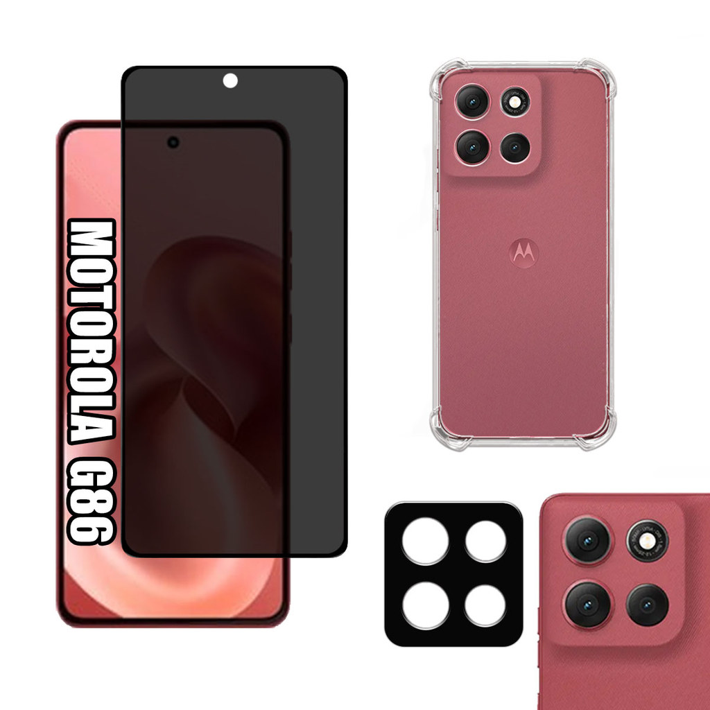 KIT Para Motorola G86 - Película de Privacidade 3D - Capa - Câmera em Oferta na Shopee