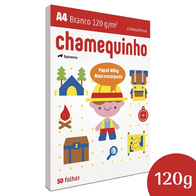 Papel Chamequinho A4 120g Branco C/ 50 Folhas CHAMEX